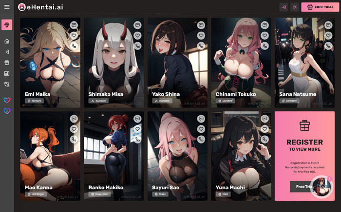 Some AI avaratrs create with eHentai.ai