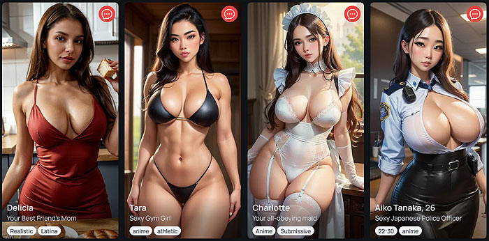 Example of virtual girlfriends created with Luvr AI